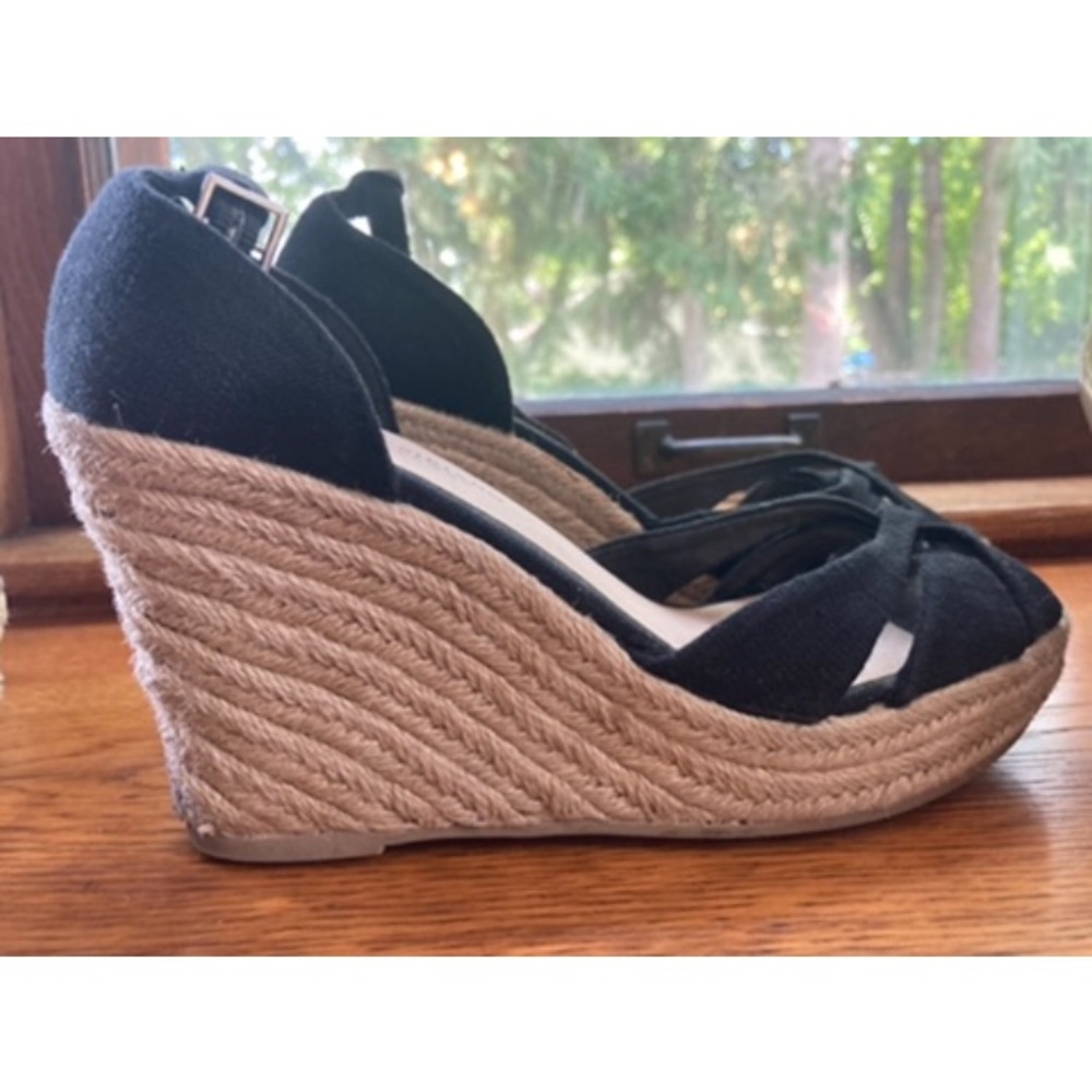 Christian Siriano Black Wedge Sandals 8.5